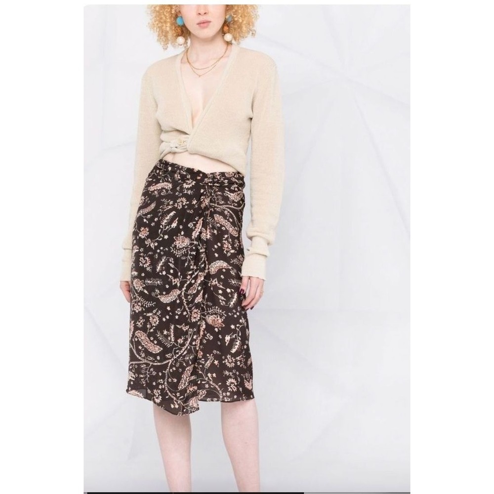 BA&SH Camille Black Floral Print Skirt Size 8